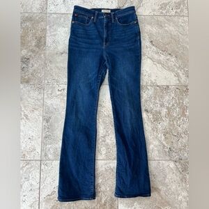Madewell Tall Skinny Flare High Rise Jeans in Colleton Dark Blue Wash, size 29T